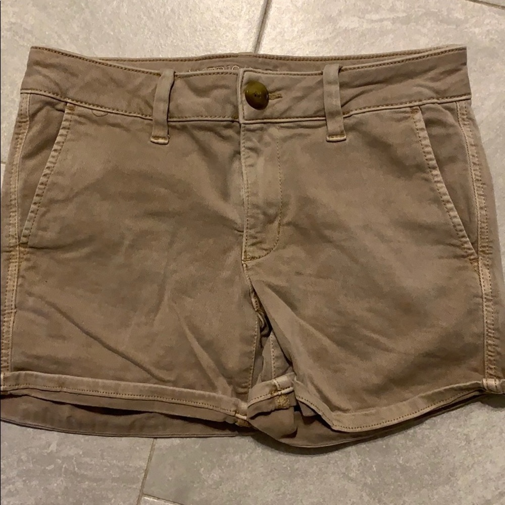 Tan super stretch American eagle midi shorts